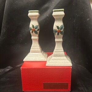 Vintage Mikasa Holly Candlesticks (LC)
